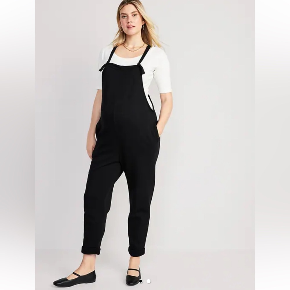 Black Maternity knotted strap Overalls